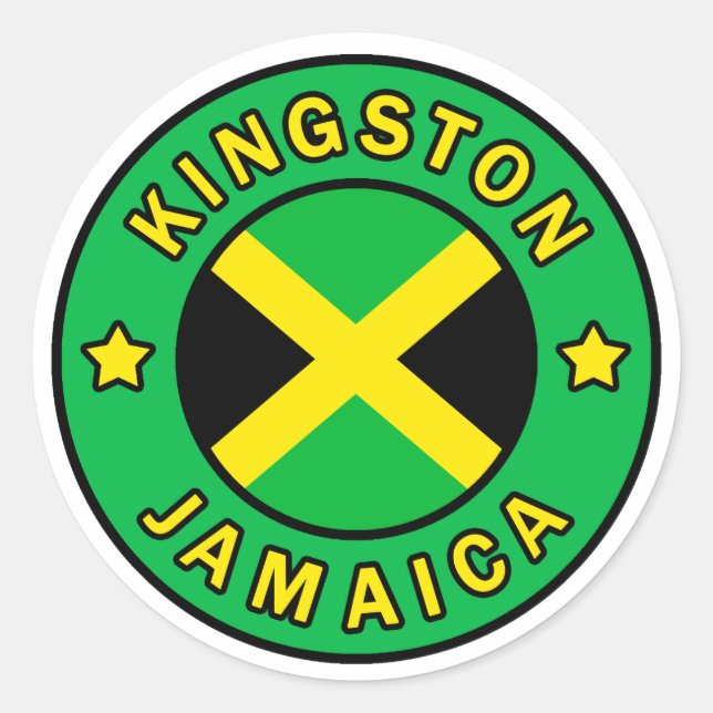 Pegatina Redonda Kingston Jamaica (Anverso)