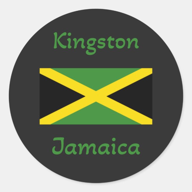 Pegatina Redonda Kingston Jamaica - Bandera jamaiquina (Anverso)