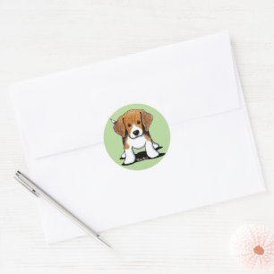 Pegatina Redonda KiniArt Beagle Pup