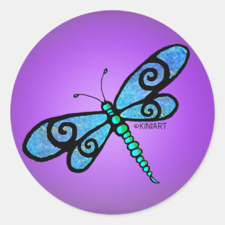 Pegatina Redonda KiniArt Dragonfly Stickers