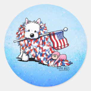Pegatina Redonda KiniArt Liberty Westie