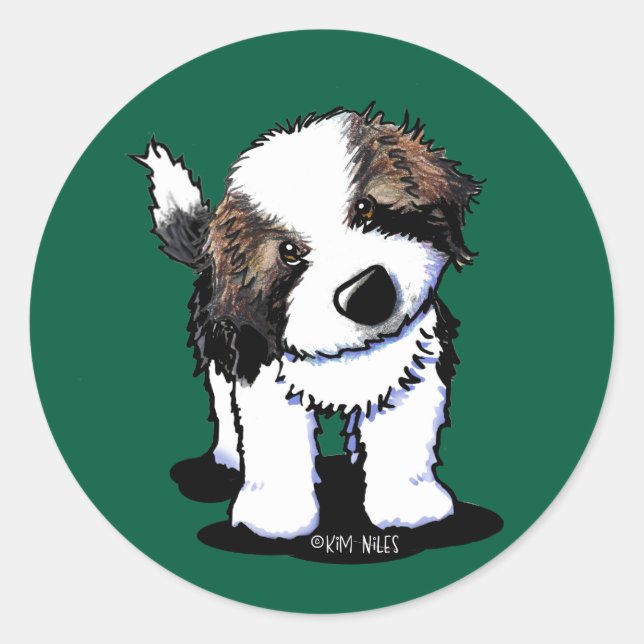 Pegatina Redonda KiniArt Saint Bernard (Anverso)