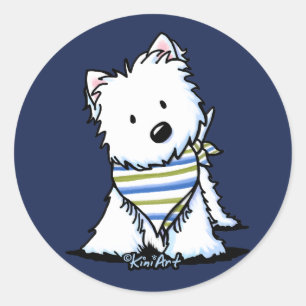 Pegatina Redonda KiniArt Scarf Westie