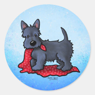 Pegatina Redonda KiniArt Scottie Puppy