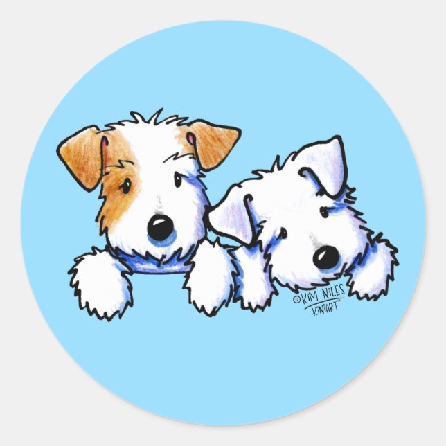 Pegatina Redonda KiniArt Sealyham Terriers (Anverso)