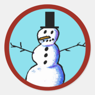 Pegatina Redonda KiniArt Snowman