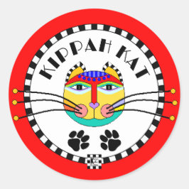Pegatina Redonda Kippah Kat