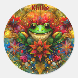 Pegatina Redonda KIRILEE ~ Navidades SHINY FROG ~