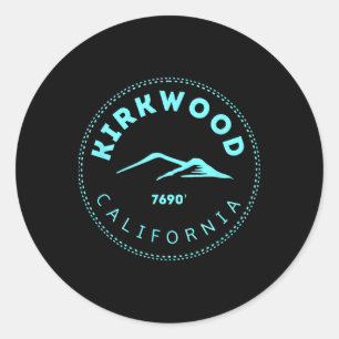 Pegatina Redonda Kirkwood California Pueblo de Montaña - Ca elevado