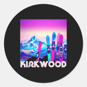 Pegatina Redonda Kirkwood Ski - Esquí al Estilo Retro de los 80 y S