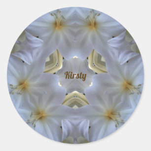 PEGATINA REDONDA KIRSTY ~ LIRIO DE PASCUA BLANCO RELIGIOSO ~