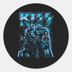 Pegatina Redonda Kiss Blue Lightning