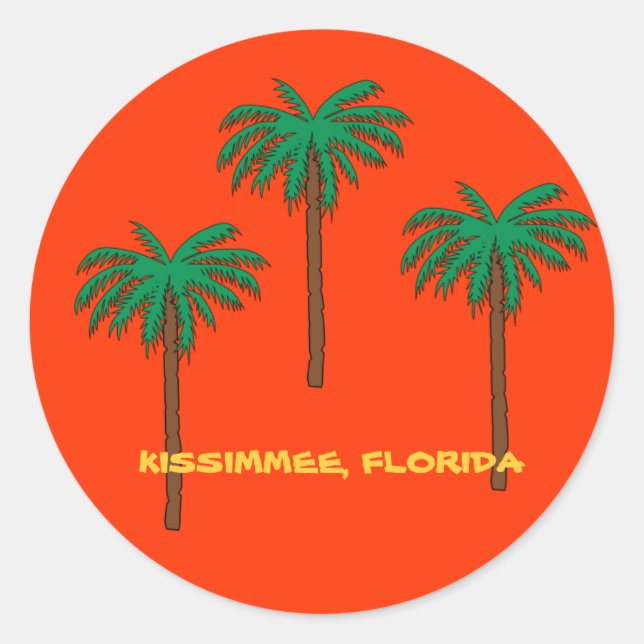 Pegatina Redonda Kissimmee, diseño tropical de Florida (Anverso)