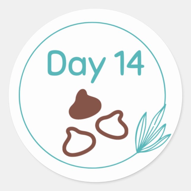 Pegatina Redonda Kit de degustación de chocolate Día 14 (Anverso)