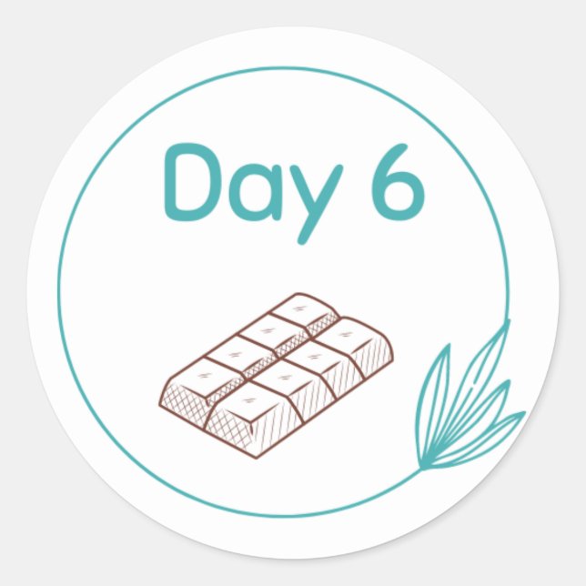 Pegatina Redonda Kit de degustación de chocolate Día 6 (Anverso)