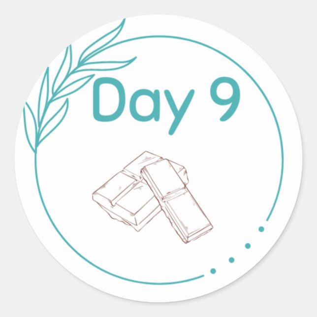 Pegatina Redonda Kit de degustación de chocolate Día 9 (Anverso)