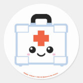 Pegatina Redonda Primeros auxilios - Médico (cruz) - Ambulancia, Ay, Zazzle.com