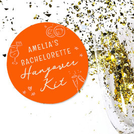 Pegatina Redonda Kit de resaca para despedida de soltera con boceto