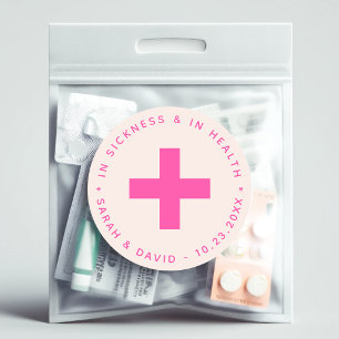 Pegatina Redonda Kit de resaca rosa intenso In Sickness and Health