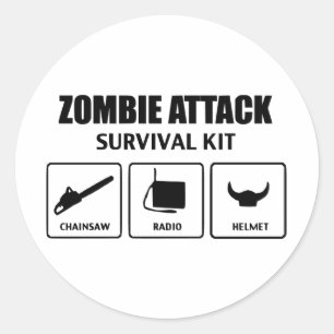 Pegatina Redonda kit de supervivencia de ataque zombi