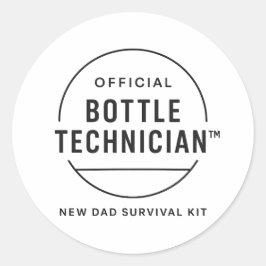 Pegatina Redonda Kit de supervivencia para nuevos padres: Técnico o