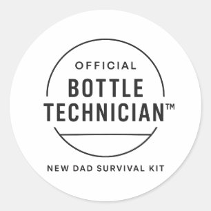 Pegatina Redonda Kit de supervivencia para nuevos padres: Técnico o