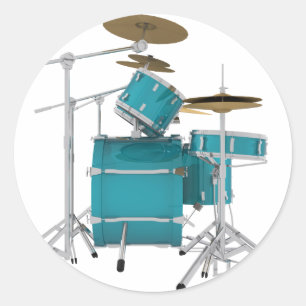 Pegatina Redonda Kit de tambor Aqua / Turquesa: