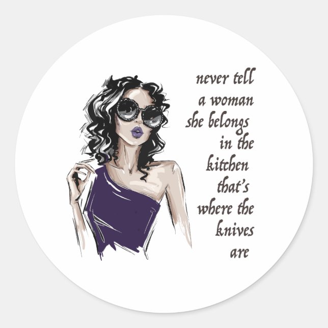 Pegatina Redonda Kitchen Knives pertenece (Anverso)