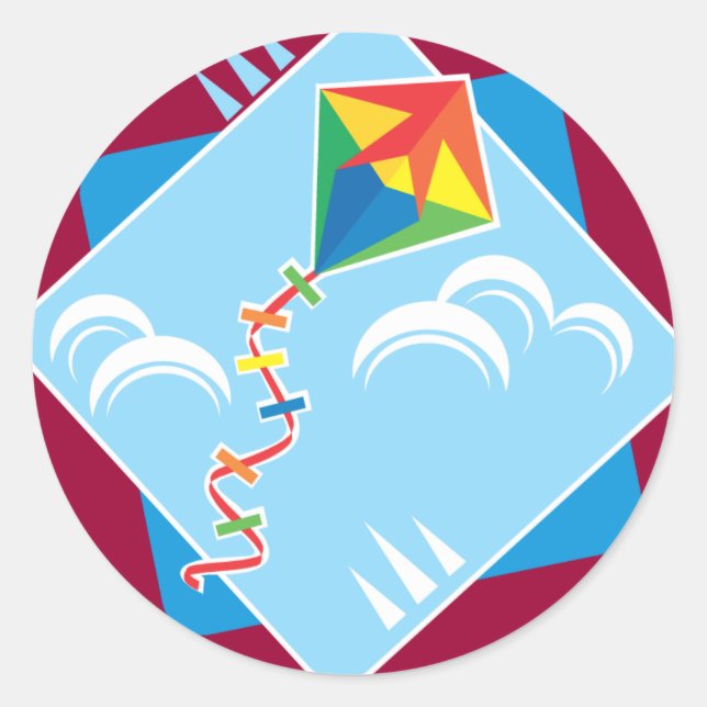 Pegatina Redonda Kite Fun (Anverso)