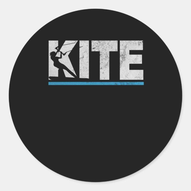 Pegatina Redonda Kite Kitesurfer Kitesurfing Surfing Retro Regalo (Anverso)