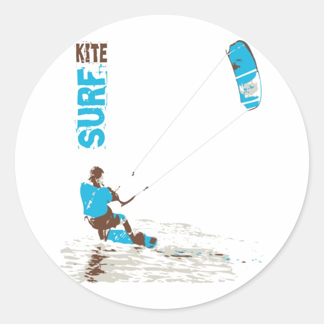Pegatina Redonda kite surf (Anverso)