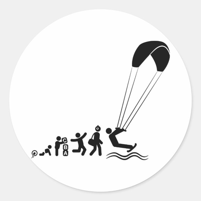 Pegatina Redonda Kiteboarding (Anverso)