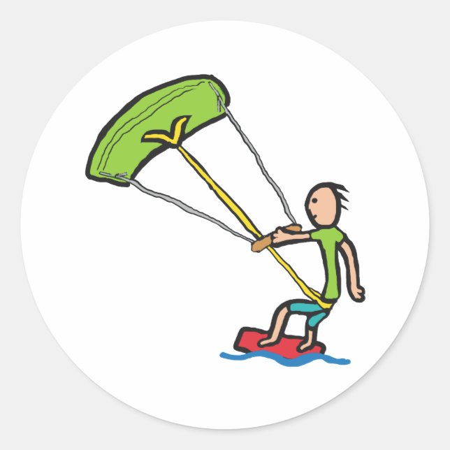 Pegatina Redonda Kiteboarding (Anverso)
