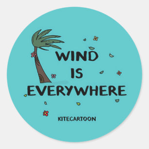 Pegatina Redonda Kiteboarding/kitesurf - El viento está por todas p