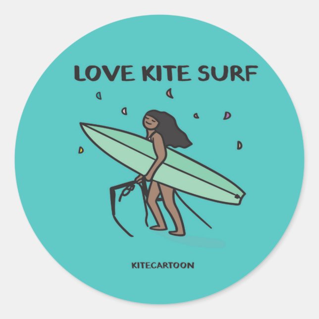 Pegatina Redonda Kitesurf - kitesurf de amor (Anverso)