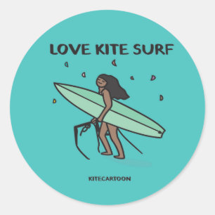 Pegatina Redonda Kitesurf - kitesurf de amor