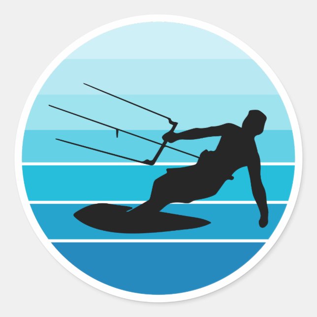 Pegatina Redonda Kitesurfing Kitesurf Kiteboarding Water Sports (Anverso)