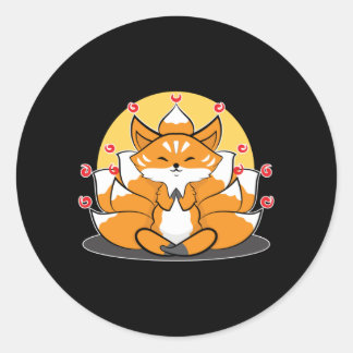 Pegatina Redonda Kitsune japonés Kami Inari Fox Tempel Shrine