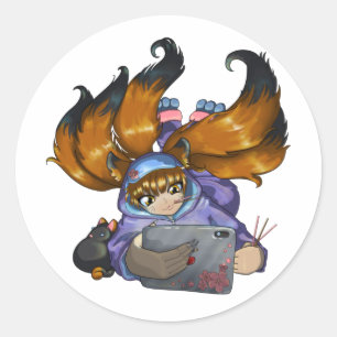 Pegatina Redonda Kitsune Life