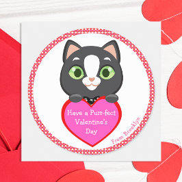 Pegatina Redonda Kitten El día de San Valentín