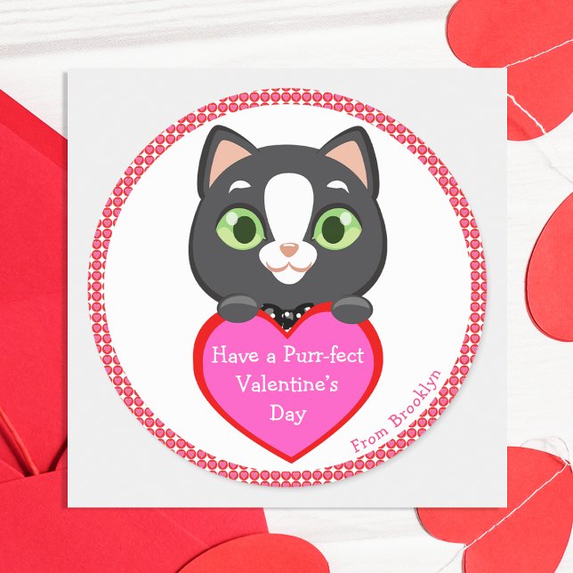 Pegatina Redonda Kitten El día de San Valentín (Subido por el creador)