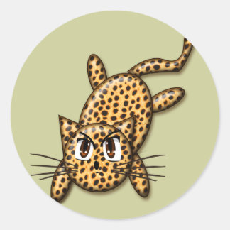 Pegatina Redonda Kitty Anime Leopard Ultra Cute