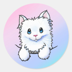 Pegatina Redonda Kitty blanco