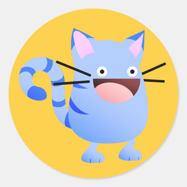 Pegatina Redonda Kitty Bonty Blue (Anverso)