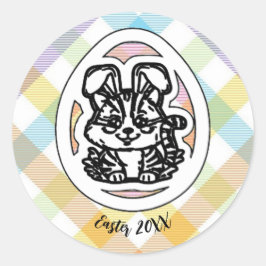 Pegatina Redonda ¡Kitty está vestido para Pascua!