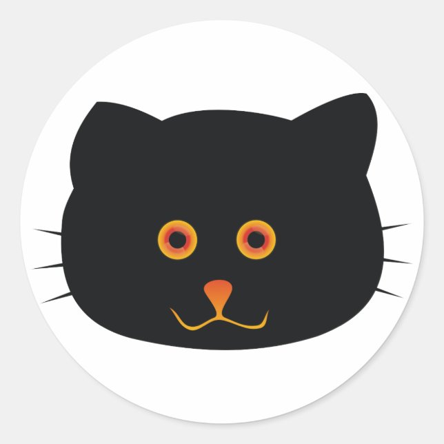 Pegatina Redonda Kitty negro (Anverso)