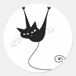 Pegatina Redonda Kitty negro 1