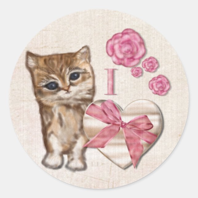 Pegatina Redonda Kitty Valentine Victorian Mixed Media CIRCLE (Anverso)