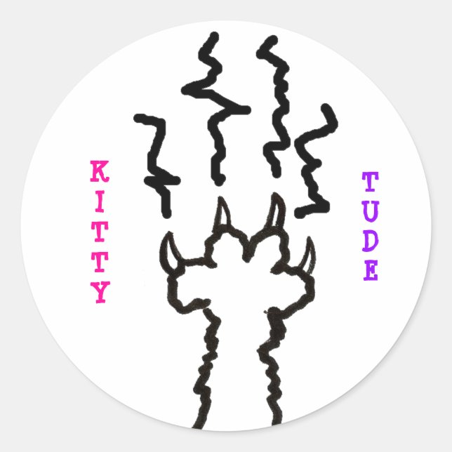 Pegatina Redonda "¡KittyTude!" (Anverso)