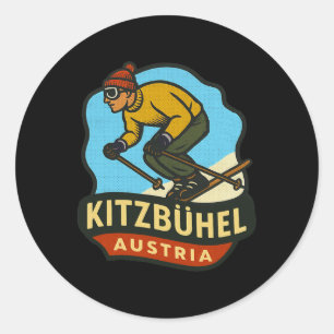 Pegatina Redonda Kitzbühel Austria Esquí